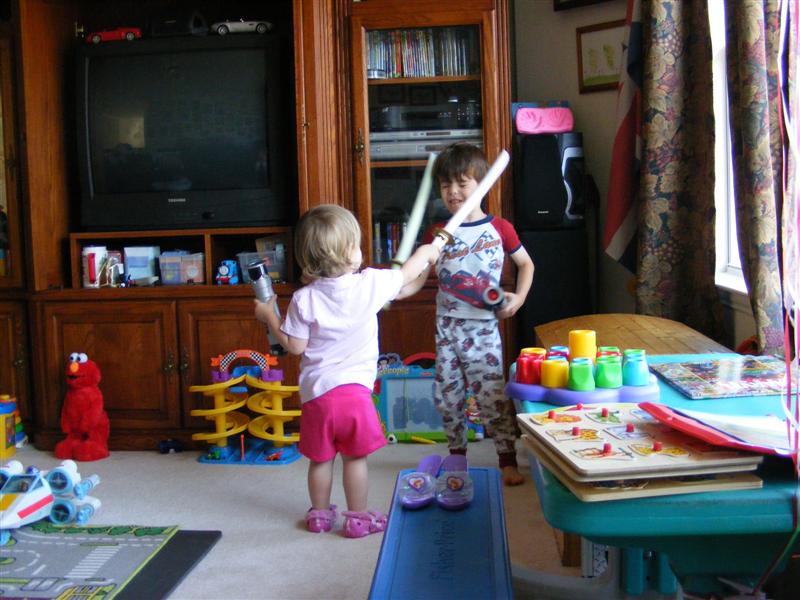 Jess_SwordFightWAlex (7).JPG - Ho! Haha! Guard! Turn! Parry! Dodge! Spin! Ha! Thrust! *WHACK!*... Oops, sorry Alex!... Apparently, the circle is now complete - I AM the master!?...